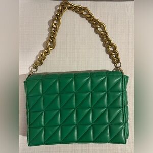 Zara Kelly green gold chain bag satchel purse shoulder